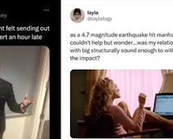 Image of earthquake in NYC, humorous and exaggerated