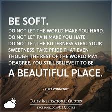 Be Soft Do Not Let The World Make You Hard Quote Pin On Inspiration