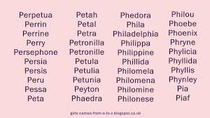 Female names that start with b possess great personality traits. Girls Names From A To Z Girls Names Starting With P
