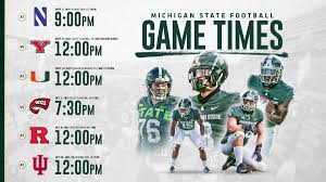 You can watch michigan state vs. Michigan State Football On Twitter Schedule Announcement Today The Big Ten Conference Announced The Following Game Times Including Our Season Opener At Northwestern Friday Sept 3rd Gogreen Relentless Https T Co 51rcp7e50z