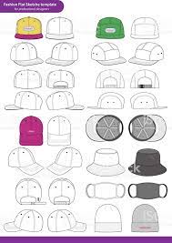 Hat Cap Snapback Set Fashion Flat Technical Drawing Vector Template Royalty Free Hat Cap Snapback Set Fashion Flat T Hat Drawing Drawing Hats Technical Drawing