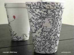 Rare Styrofoam Coffee Cup Art That Borders On The Epically Insane Coffee Cup Art Cup Art Coffee Cup Drawing