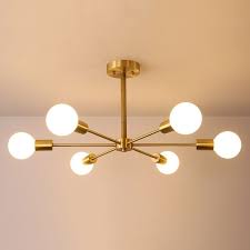Are you a fan of traditional lighting or you get excited anytime you see a ceiling with modern ceiling light fixtures? Mid Century Modern Branching 6 Light Semi Flush Mount Dimmable In Brass Bedroom Dinning Ceiling Lights Living Room Living Room Lighting Bedroom Light Fixtures