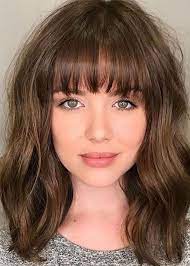 Cute Bangs Hairstyles Women S Middle Length Wavy Synthetic Hair Wigs Natural Looking Capless Wigs 18inches Bangs With Medium Hair Short Hair With Bangs Thick Hair Styles