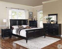 Martinique Rubbed Black King Panel Bed Cherry Bedroom Furniture Wood Bedroom Furniture Sets Platform Bedroom Sets