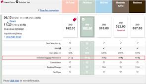 The above table is to inform about the free baggage allowances allowed per passenger per cabin class. Baggage Malaysia