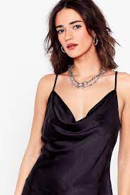 Petite Satin Cowl Neck Mini Dress Nasty Gal