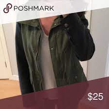 Military Jacket With Faux Leather Sleeves Leather Sleeve Jackets Military Jacket