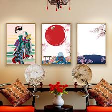 Japanese minimalist furniture, japanese bedroom, japanese living room, japanese sofas, haiku designs is your source for japanese furniture. 3pcs Japanese Style Wall Art Canvas Painting Abstract Poster And Prints Japan Women Landscape Wall Pictures For Home Living Room Bedroom Wall Decor No Frame Wish