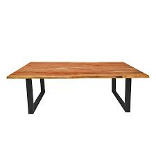 Esstisch Ca 220 X 100 Cm Tischplatte Natur Akazie Gestell Stahl Schwarz