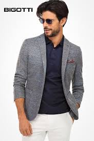 The Mercerized Cotton Polo T Shirt And The Unstructured Blazer Great Ingredients For A Mens Casual Outfits Mens Fashion Suits Casual Mens Fashion Suits