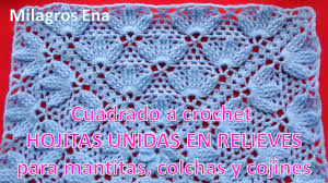Video de punto tejido a crochet flores en fila para aplicar en mantas, blusas, cobijas, chalecos, suéteres, chompas y otras prendas tejidas. Milagros Ena Cuadrado A Crochet Hojitas Unidas En Relieves Para Mantitas Colchas Y Cojines Facebook