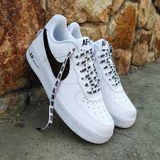 Black Air Forces With White Laces Xospotlight Nike Air Shoes Sneakers Fashion Nike Shoes Air Force