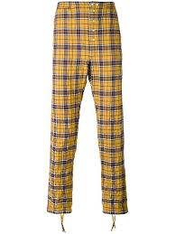 Black And Yellow Plaid Pants Mens Faith Connexion Yellow Orange Modesens Mens Pants Casual Mens Yellow Pants Checked Trousers