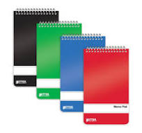 Better Office Products - Memo pad - spiral-bound - compact - 3 in x 5 in -  60 sheets / 120 pages - College - red, blue, black, green - paperboard ...