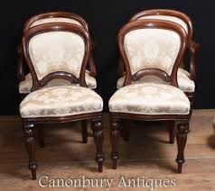 Huge range of dining room chairs for home or trades. Set 4 Victorian Balloon Back Dining Chairs Upholstered Arm Char
