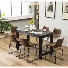 The handsome table is crafted with walnut veneers and finished with a rich dark walnut color. Mid Century Modern Kitchen Dining Room Table Sets Hayneedle