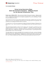 Prudential's life insurance plans are designed to protect you and your loved ones against a new chapter in your life. Hong Leong Assurance Bags Best Life Insurance Company Malaysia Award For The Second Consecutive Times V100