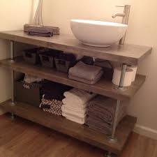 Open Concept Bathroom Vanity Rustic Industrial Style Butcher Block And Galvanized Pi Farmhouse Bathroom Vanity Industrial Bathroom Vanity Diy Bathroom Vanity