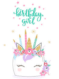 Candle Crown Unicorn Happy Birthday Card For Girls Birthday Greeting Cards By Davia Happy Birthday Wishes Cards Happy Birthday Cards Kids Birthday Cards