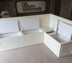 Use a different stain or paint color on the inside of the bonus drawer for storage that impresses both opened and closed. No Finish Bankett Eckbank Mit Aufbewahrung Corner Bench Seating Storage Bench Seating Corner Bench With Storage