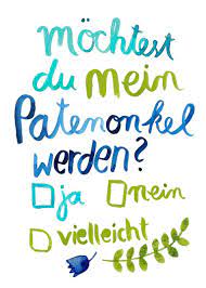 Um wie viel uhr … du heute … (erwachen)? Postkarte Patenonkel Patenonkel Taufpate Postkarten