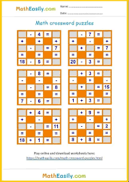 Using these math puzzles below will help your child to develop their math fact skills as well as their strategic thinking and reasoning. Math Crossword Puzzles Online Games Worksheets
