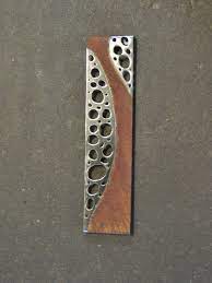 Recycled Metal Wall Hanging Rectangular Rusty Metal Wall Etsy Scrap Metal Art Metal Wall Art Modern Wall Sculptures