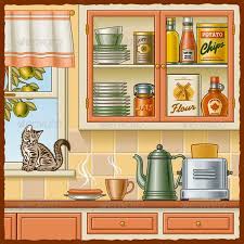 Retro Kitchen Retro Kitchen Kitchen Clipart Vintage Shelf