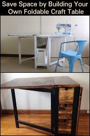 Save Space By Building Your Own Foldable Craft Table Craft Table Craft Table Diy Diy Space Saving