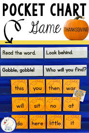 Halloween Thanksgiving Sight Words Pocket Chart Game