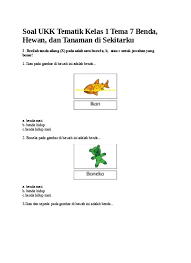 Soal uas kelas 1 sem 2 tema 7.pdf. Top Pdf Soal Ukk Tematik Kelas 1 Tema 7 Benda 123dok Com