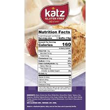 Water, gluten free flour (brown rice flour, white rice flour, modified tapioca starch, tapioca starch, potato starch, soy flour, sorghum flour, potato flour, corn flour), raisins, cinnamon, sugar, xanthan gum, salt, dry yeast, baking powder (sodium acid pyrophosphate, sodium bicarbonate, corn starch, monocalcium phosphate). Katz Gluten Free English Muffins Dairy Free Egg Free Nut Free Gluten Free Kosher 1 Pack Of 4 Muffins 11 Ounce Amazon Com Grocery Gourmet Food