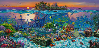 Based on popular books and literature! Coral Reef Island Painting By Wil Cormier