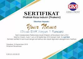 Template desain ijazah dan award. Cdr Download Sertifikat Prakerin Blue White Simple Di Soizee