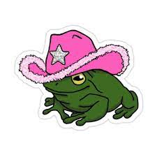 Frog With A Cowboy Hat Pink Sticker By Quinn47 In 2021 Cute Frog Drawing Cute Frog Drawing Cartoons Frog Drawing