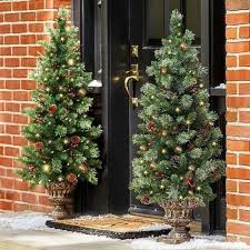 Set Of 2 48 Pre Lit Battery Operated Porch Tree Outdoor Christmas Topiary Yard Decor You Can Christmas Topiary Christmas Yard Decorations Christmas Entryway