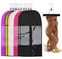 Hair Extension Storage Bag, 10 Pack Hair Extension Holder with Hanger,  Strong Portable Hair Extension Hanger, Dustproof Portable Suit with  Transparent ...