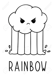 Kawaii rainbow coloring page from natural phenomena category. Coloring Pages Black And White Cute Kawaii Hand Drawn Rainbow Royalty Free Cliparts Vectors And Stock Illustration Image 147133538