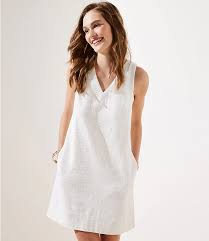 Textured V Neck Shift Dress Loft In 2020 White Dress Summer Casual White Dress White Dress Outfit