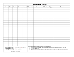 Headache Diary Headache Diary Headache Diary Headache Diary