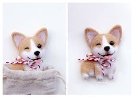 羊毛氈羊毛氈鬥牛犬 柴犬胸針 柯基小狗寵物材料包 手工diy禮品 teddy bear teddy animals