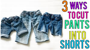 Washing the shorts afterward will also help to distress the hem. 3 Ways To Cut Pants Into Shorts Diy Shorts Youtube