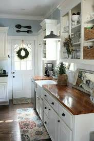 White Kitchen Wood Countertops Big Sink Small Cottage Kitchen Rustic Farmhouse Kitchen Cottage Kitchens