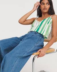 Mid Blue Lyocell Soft Wide Leg Jeans | Oxendales