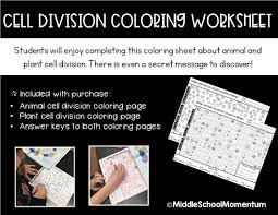 Students Will Enjoy Completing This Coloring Sheet About Animal And Plant Cell Division There Is Even A Secret Messa Cell Division Color Worksheets Plant Cell