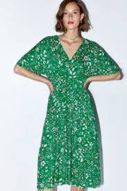 Zara Green Floral Midi Dress Dresscodes Floral Print Midi Dress Print Dress Dresses