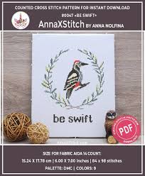 Woodpecker Be Swift Baby Cross Stitch Pattern Pdf By Annaxstitch Woodland Nursery Needlepoint Chart Instant Download 0047