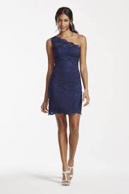 Illusion One Shoulder Short Glitter Lace Dress David S Bridal Lace Dress Styles Petite Evening Dresses Dresses
