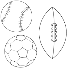 If your child loves interacting. Baseball Soccer Ball And Football Coloring Page Sports Football Coloring Pages Sports Coloring Pages Printable Sports